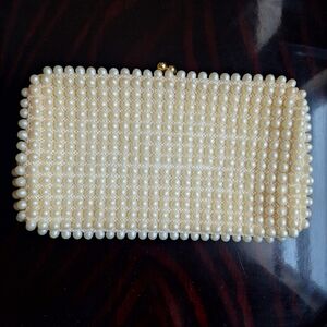 Elegant Pearl-Embellished Vintage 50's Clutch